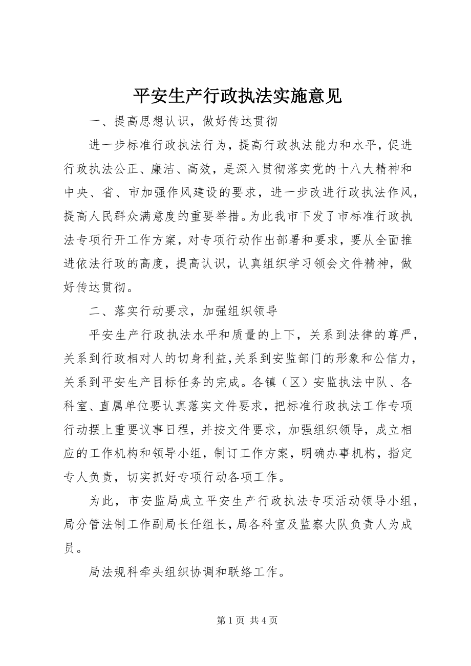 2023年安全生产行政执法实施意见新编.docx_第1页