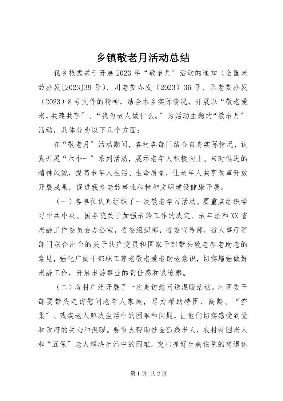 2023年乡镇敬老月活动总结.docx_第1页