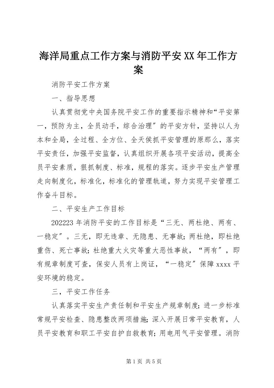 2023年海洋局重点工作计划与消防安全工作计划.docx_第1页