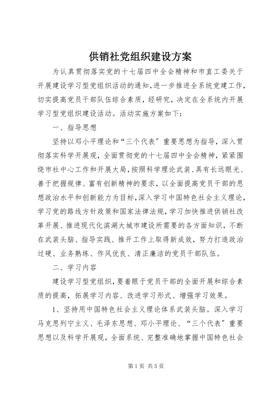 2023年供销社党组织建设方案.docx_第1页