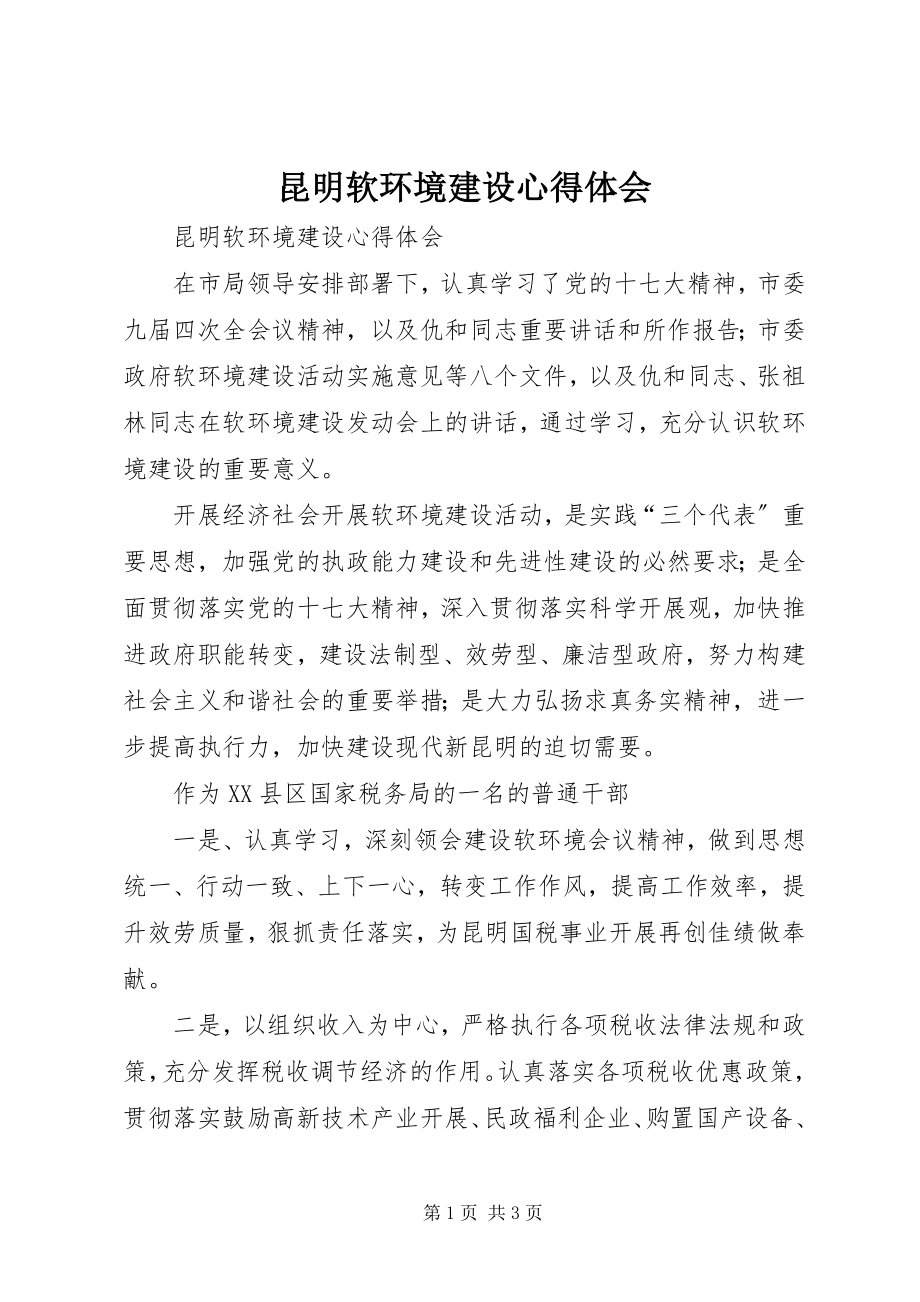 2023年昆明软环境建设心得体会.docx_第1页