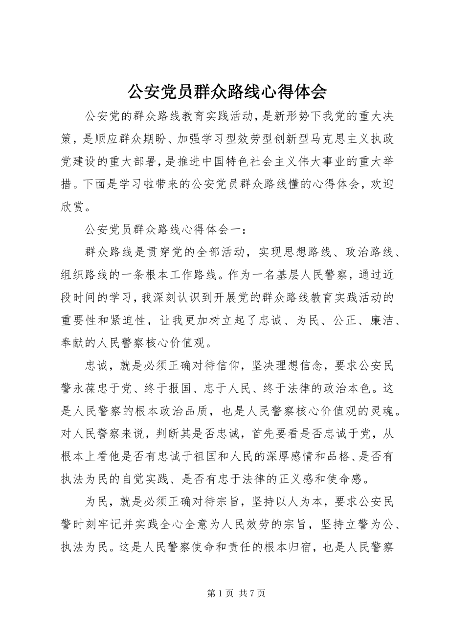 2023年公安党员群众路线心得体会.docx_第1页