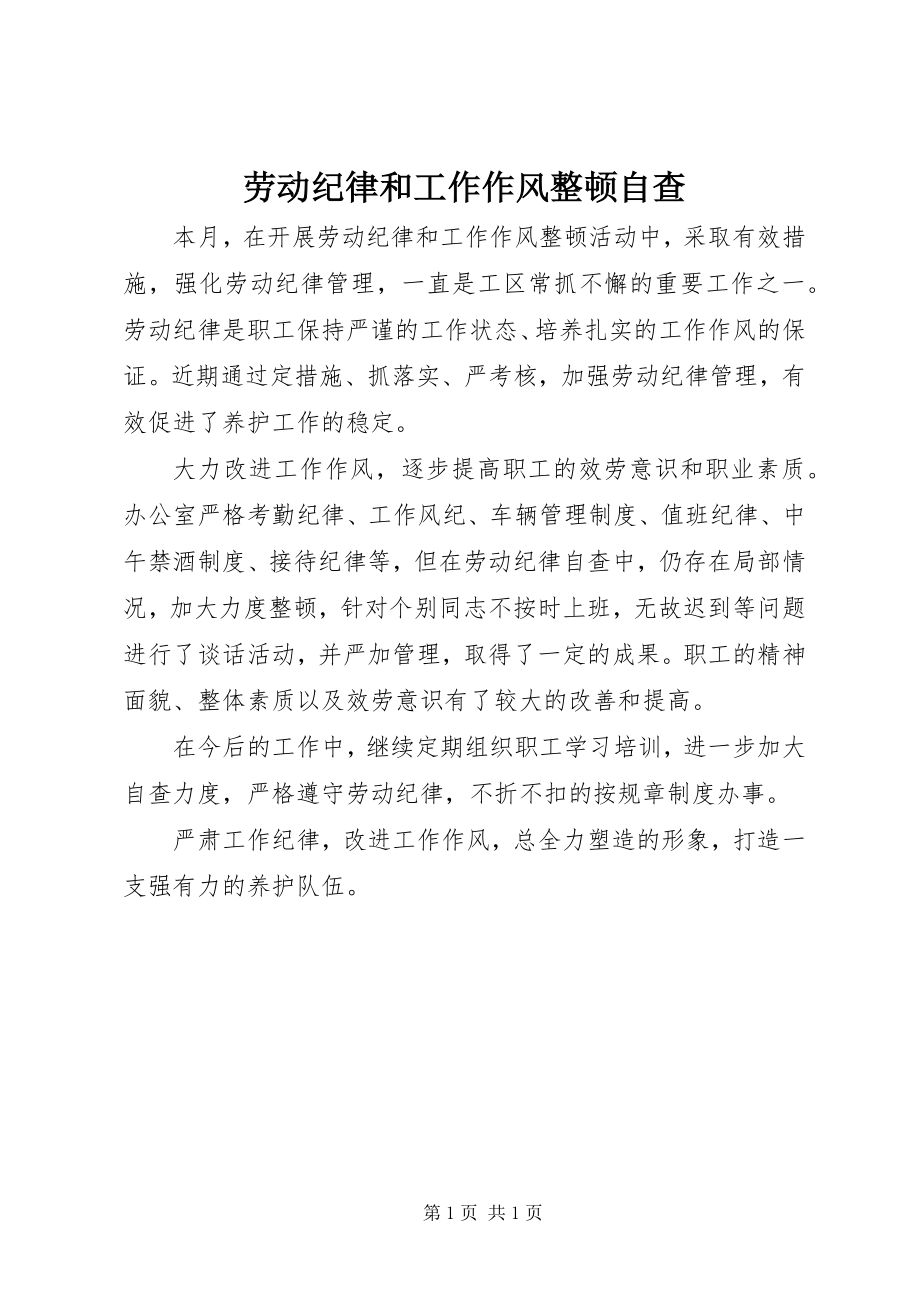 2023年劳动纪律和工作作风整顿自查.docx_第1页