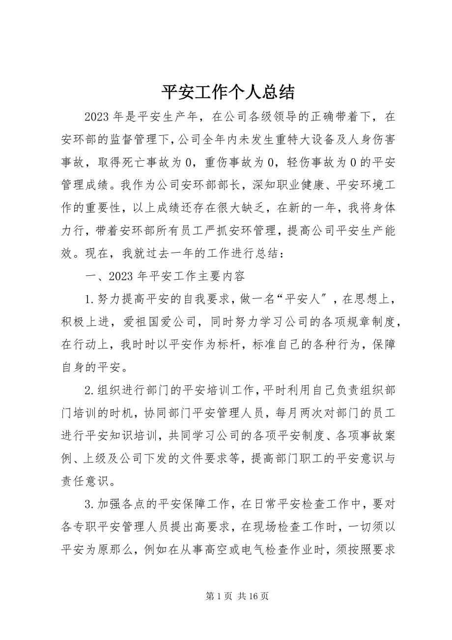 2023年安全工作个人总结新编.docx_第1页