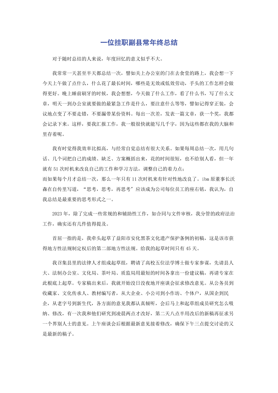 2023年一位挂职副县长年终总结.docx_第1页