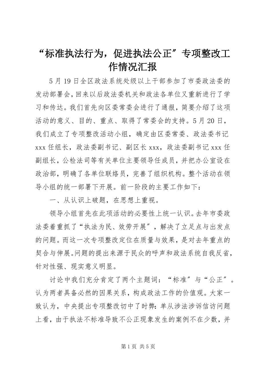 2023年“规范执法行为促进执法公正”专项整改工作情况汇报新编.docx_第1页