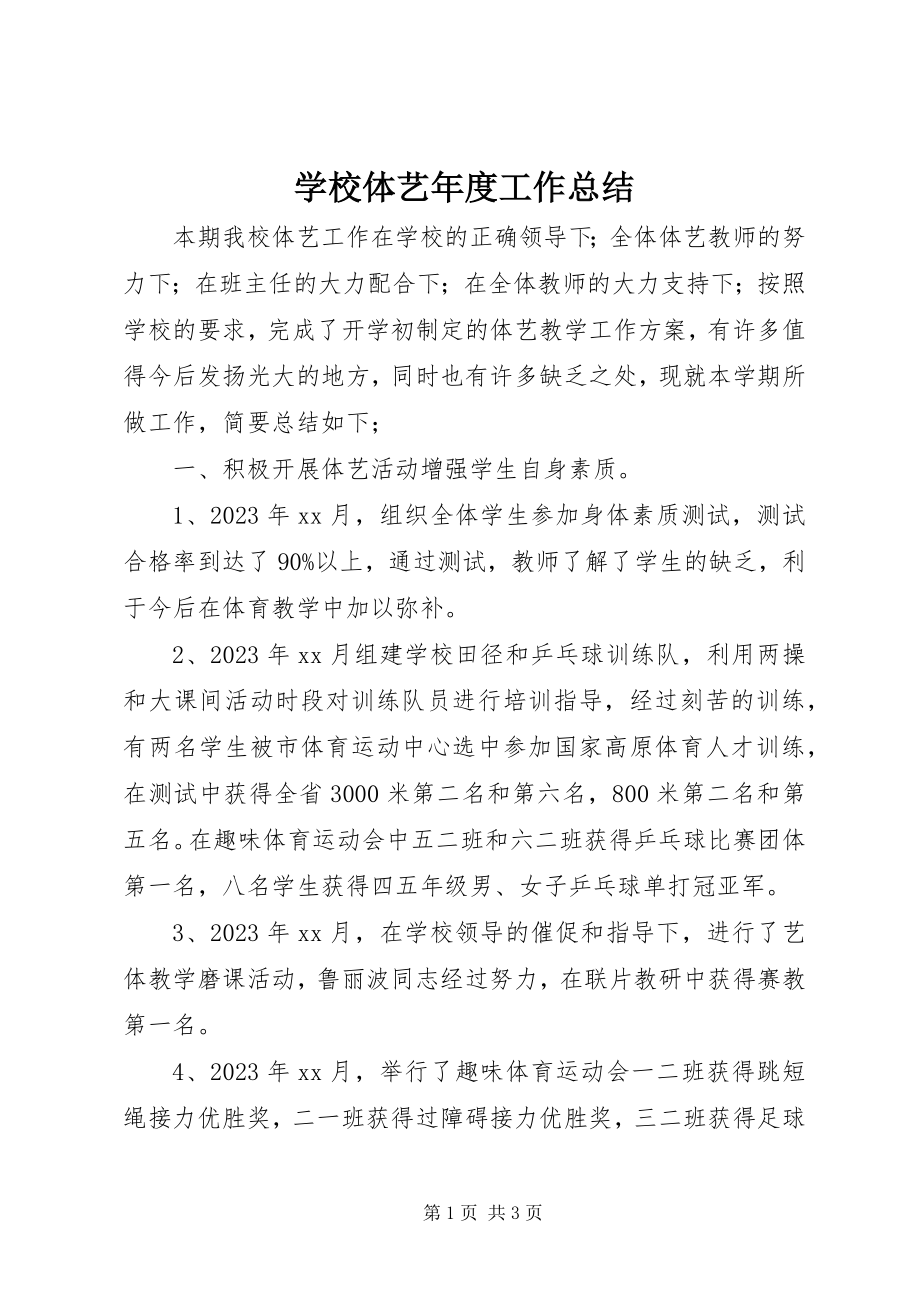 2023年学校体艺年度工作总结.docx_第1页