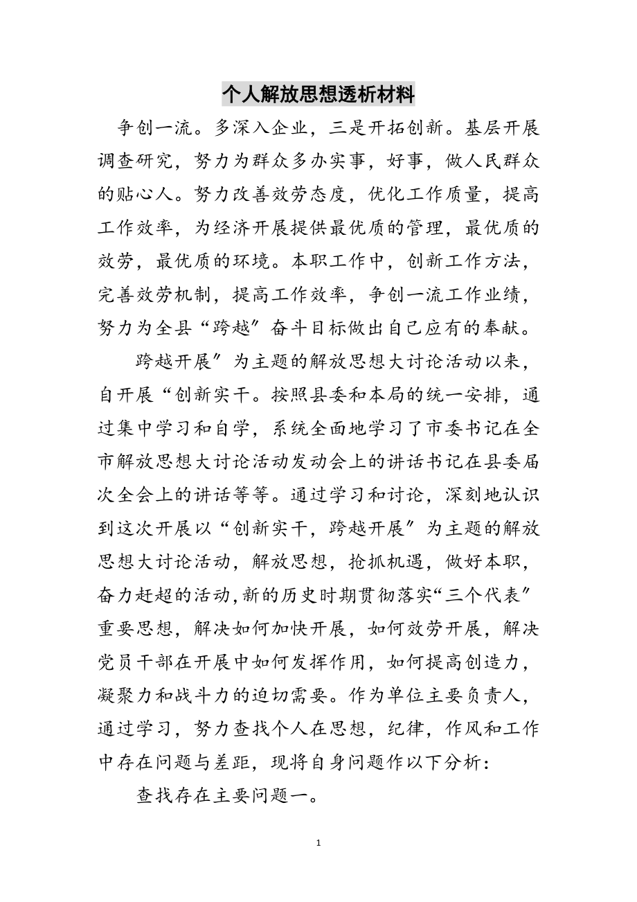 2023年个人解放思想透析材料范文.doc_第1页