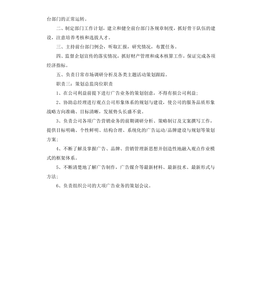 策划总监岗位说明书.docx_第2页