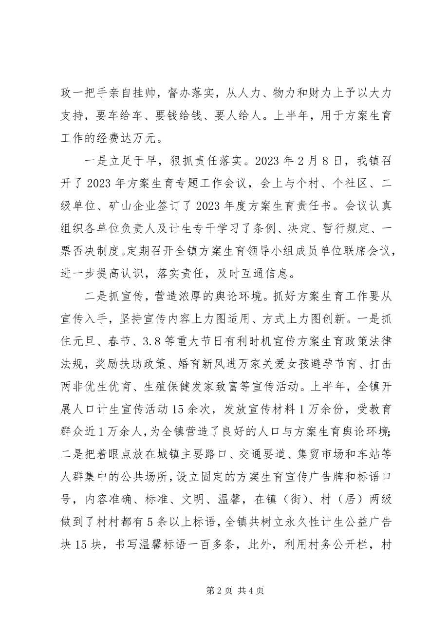 2023年上半年乡镇计划生育工作总结及下半工作打算.docx_第2页