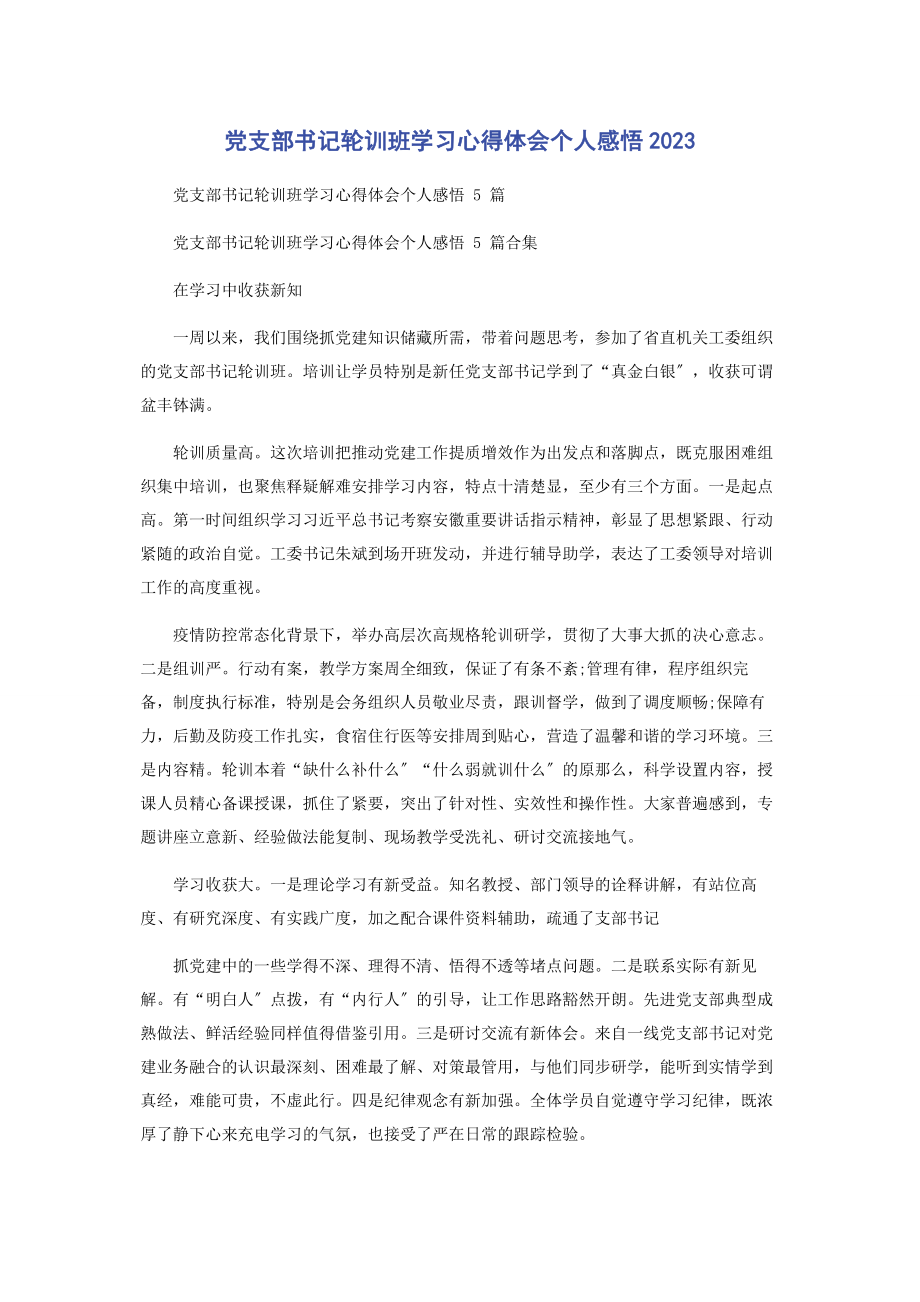 2023年党支部书记轮训班学习心得体会个人感悟2.docx_第1页