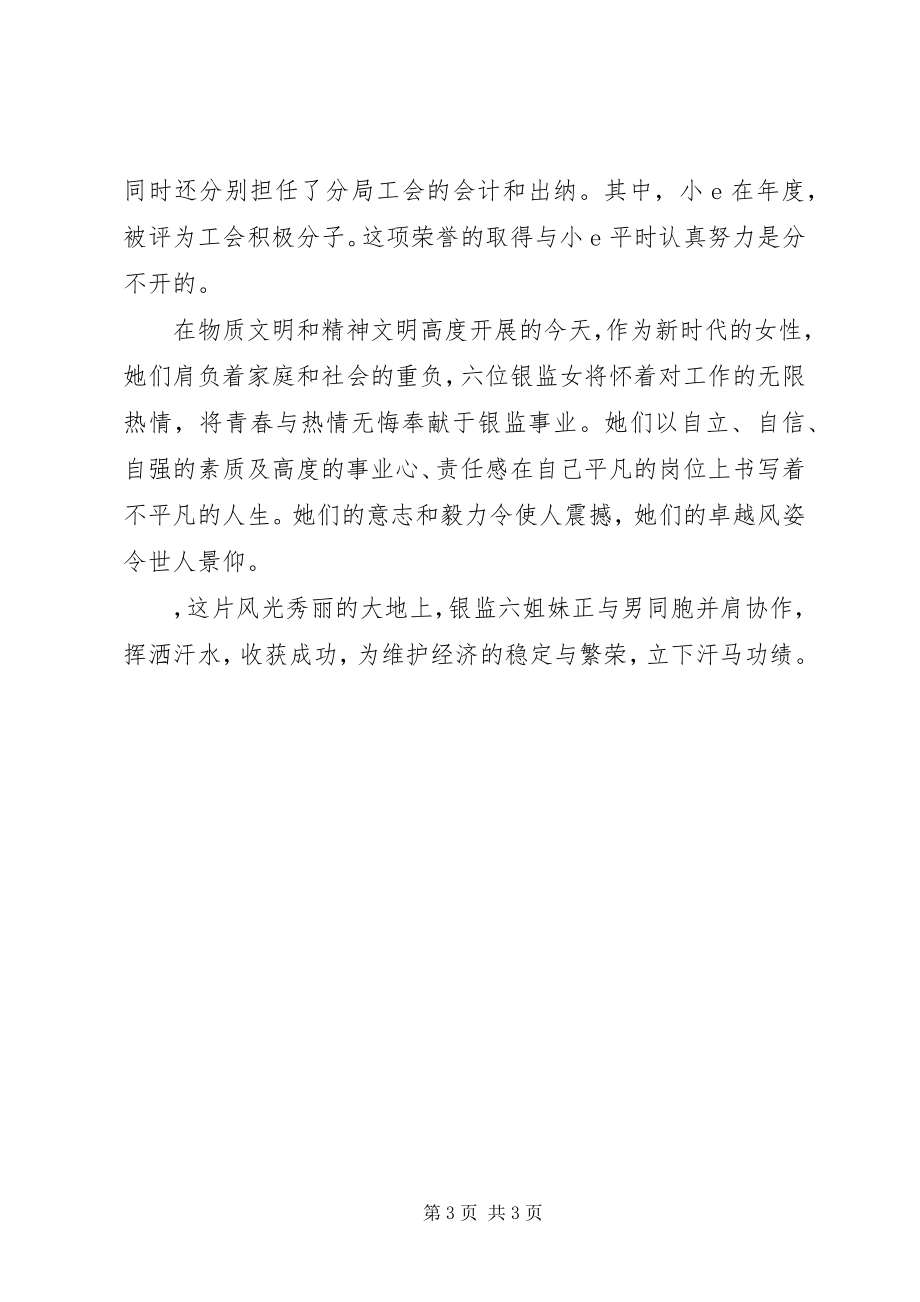 2023年银监工作人员优秀事迹材料.docx_第3页