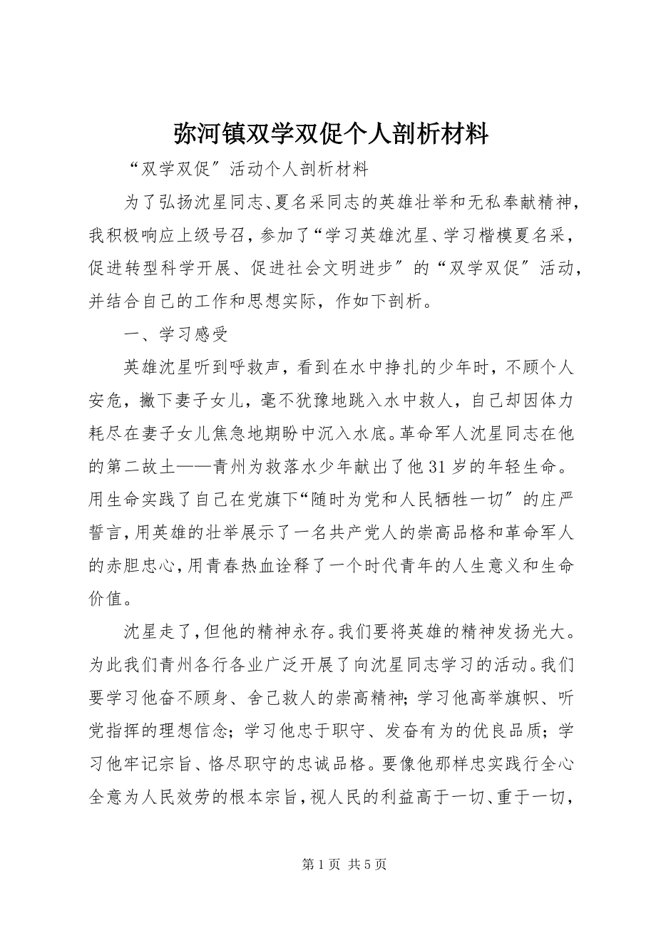 2023年弥河镇双学双促个人剖析材料.docx_第1页