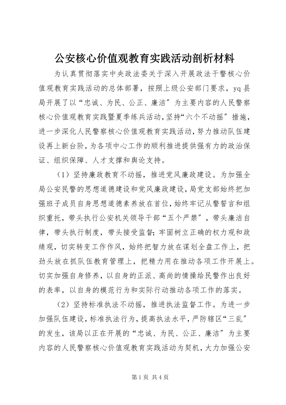 2023年公安核心价值观教育实践活动剖析材料.docx_第1页