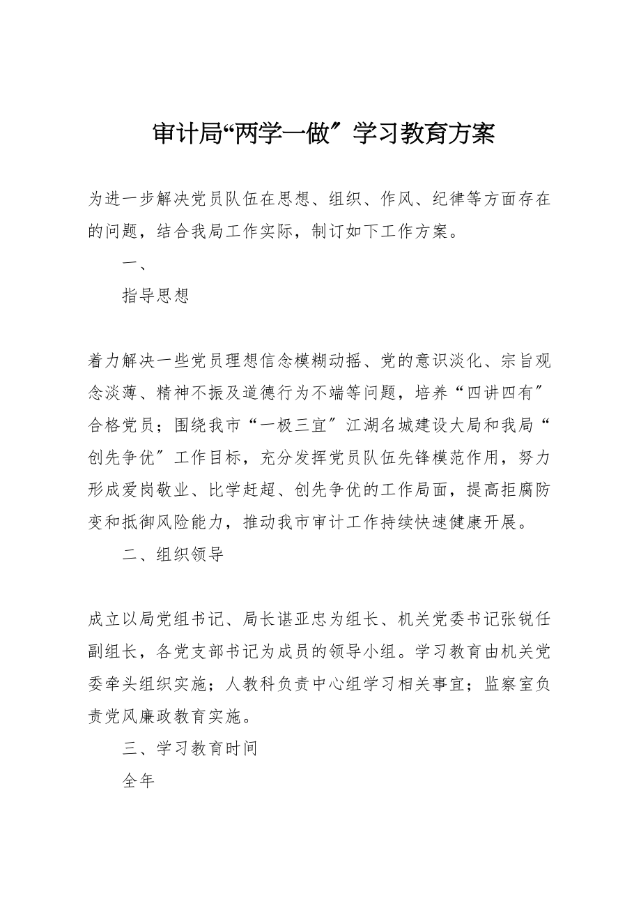 2023年审计局两学一做学习教育方案.doc_第1页