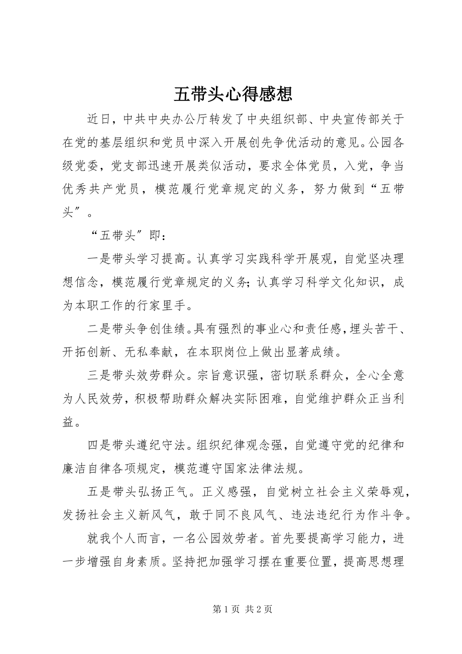 2023年五带头心得感想.docx_第1页