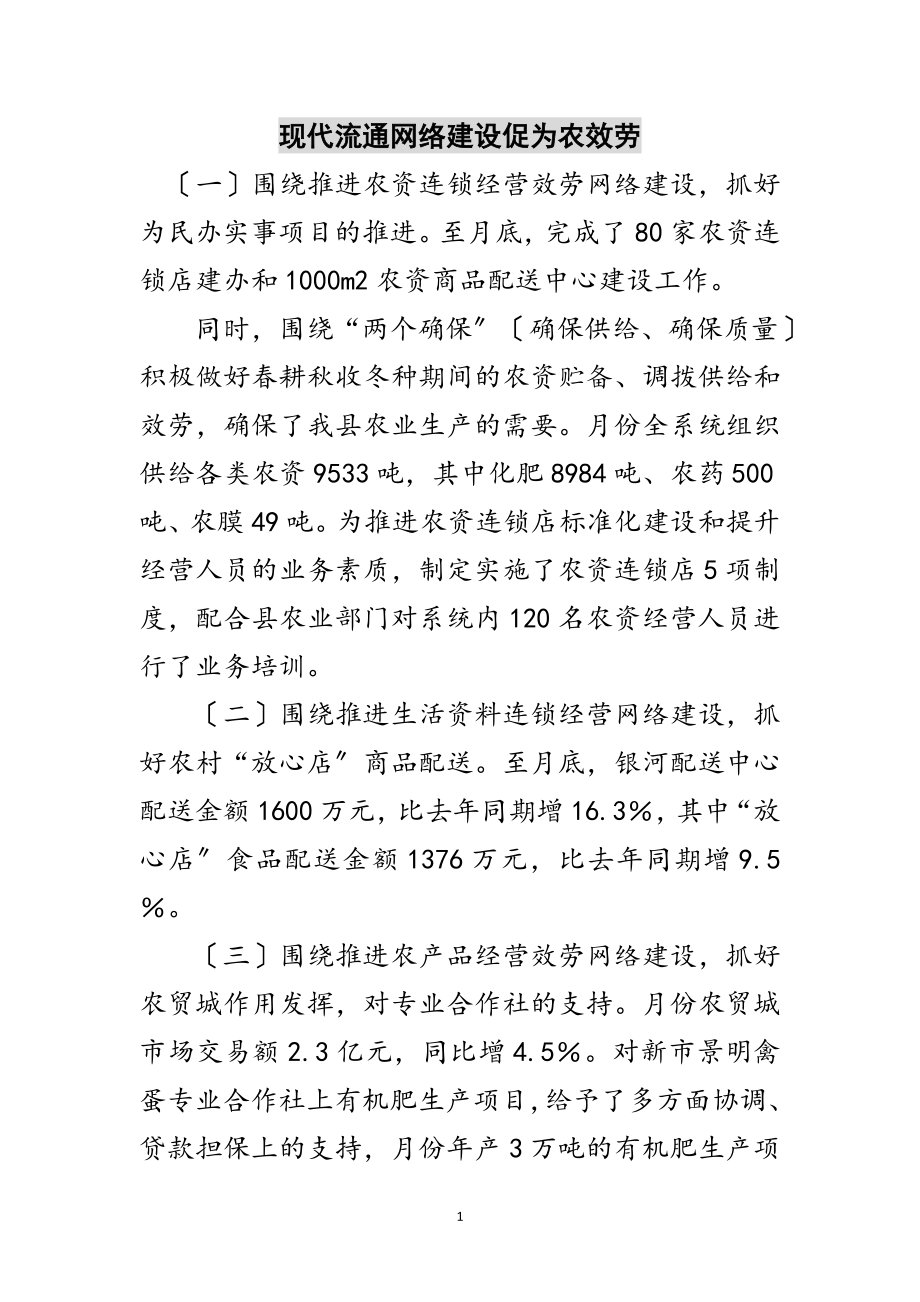 2023年现代流通网络建设促为农服务范文.doc_第1页