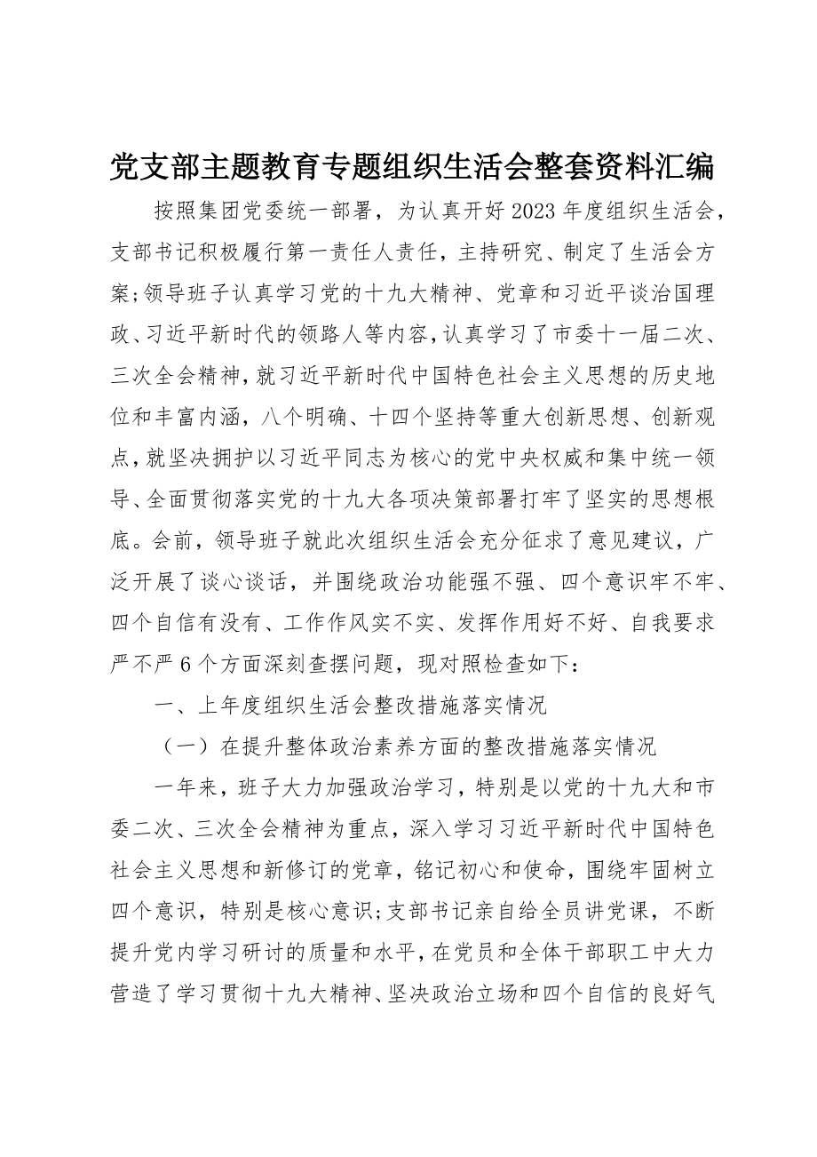 2023年党支部主题教育专题组织生活会整套资料汇编.docx_第1页