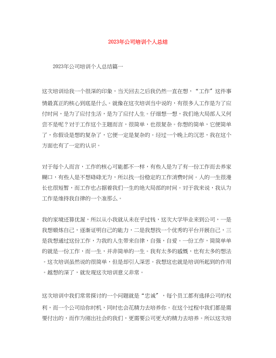 2023年公司培训个人总结.docx_第1页