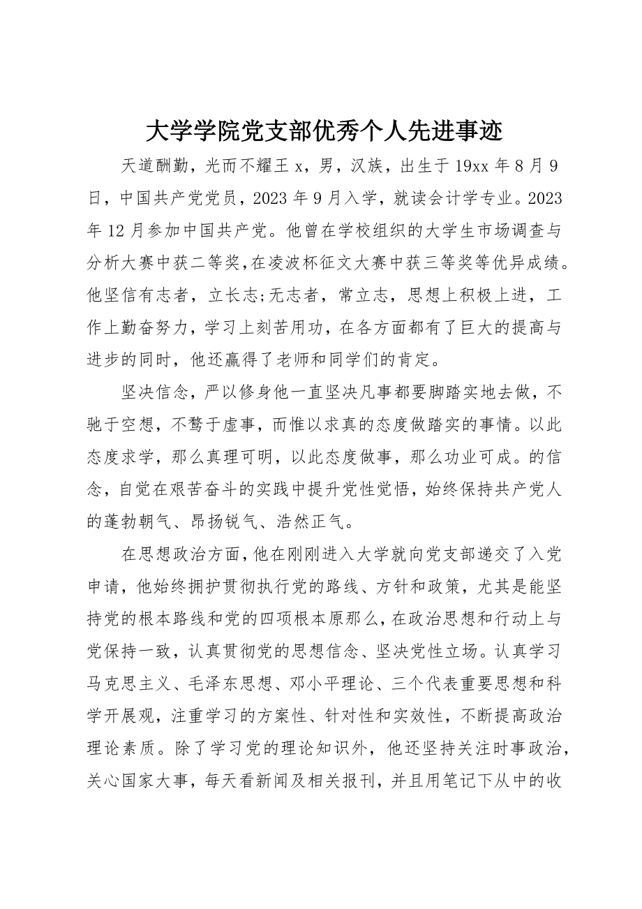 2023年大学学院党支部优秀个人先进事迹.docx_第1页