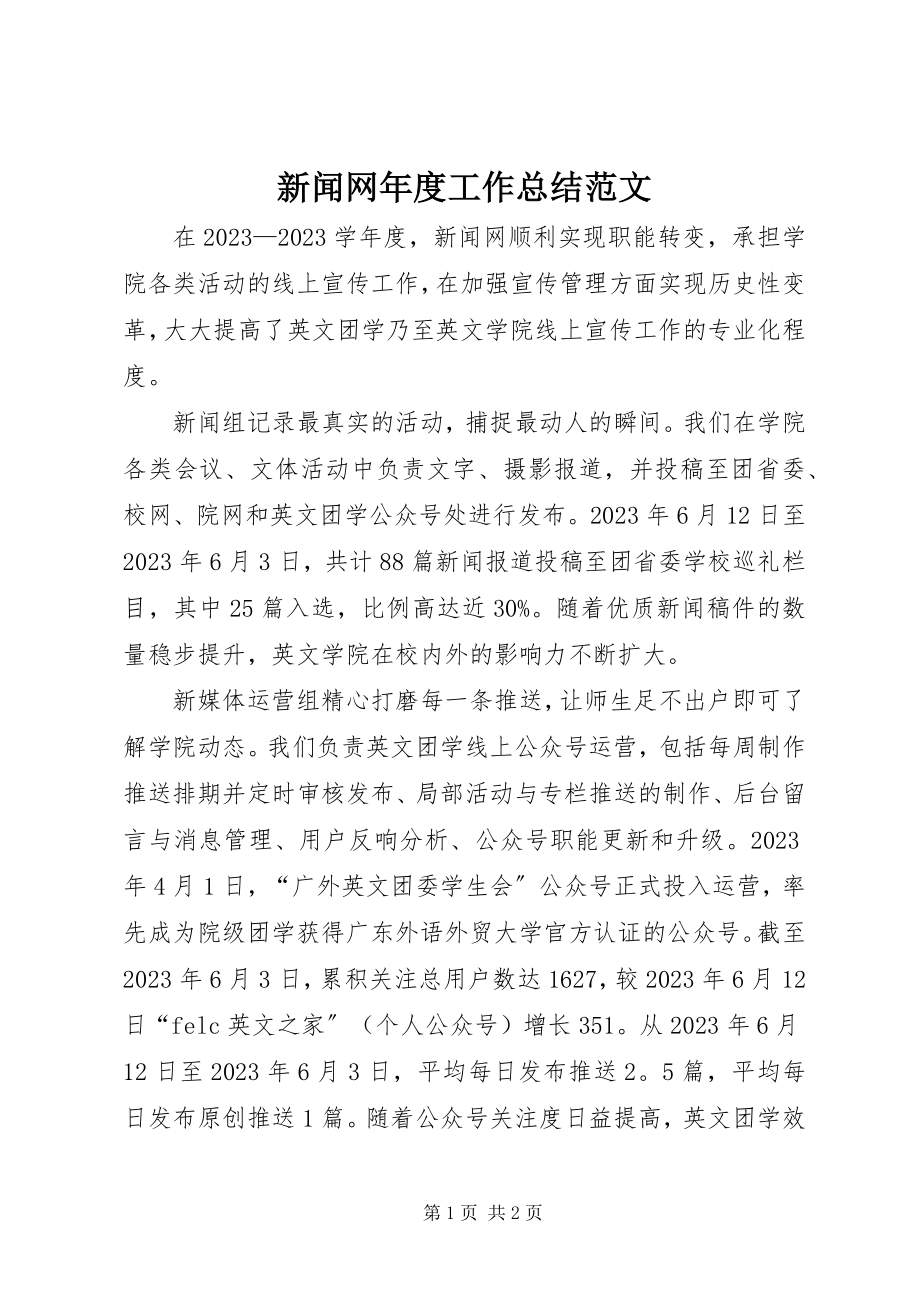 2023年新闻网年度工作总结.docx_第1页