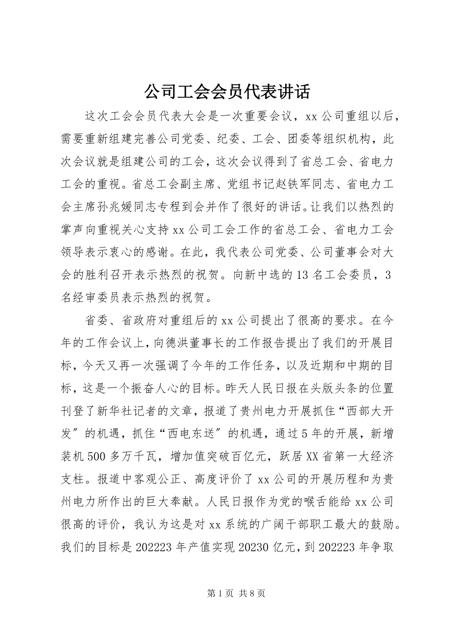 2023年公司工会会员代表致辞.docx_第1页