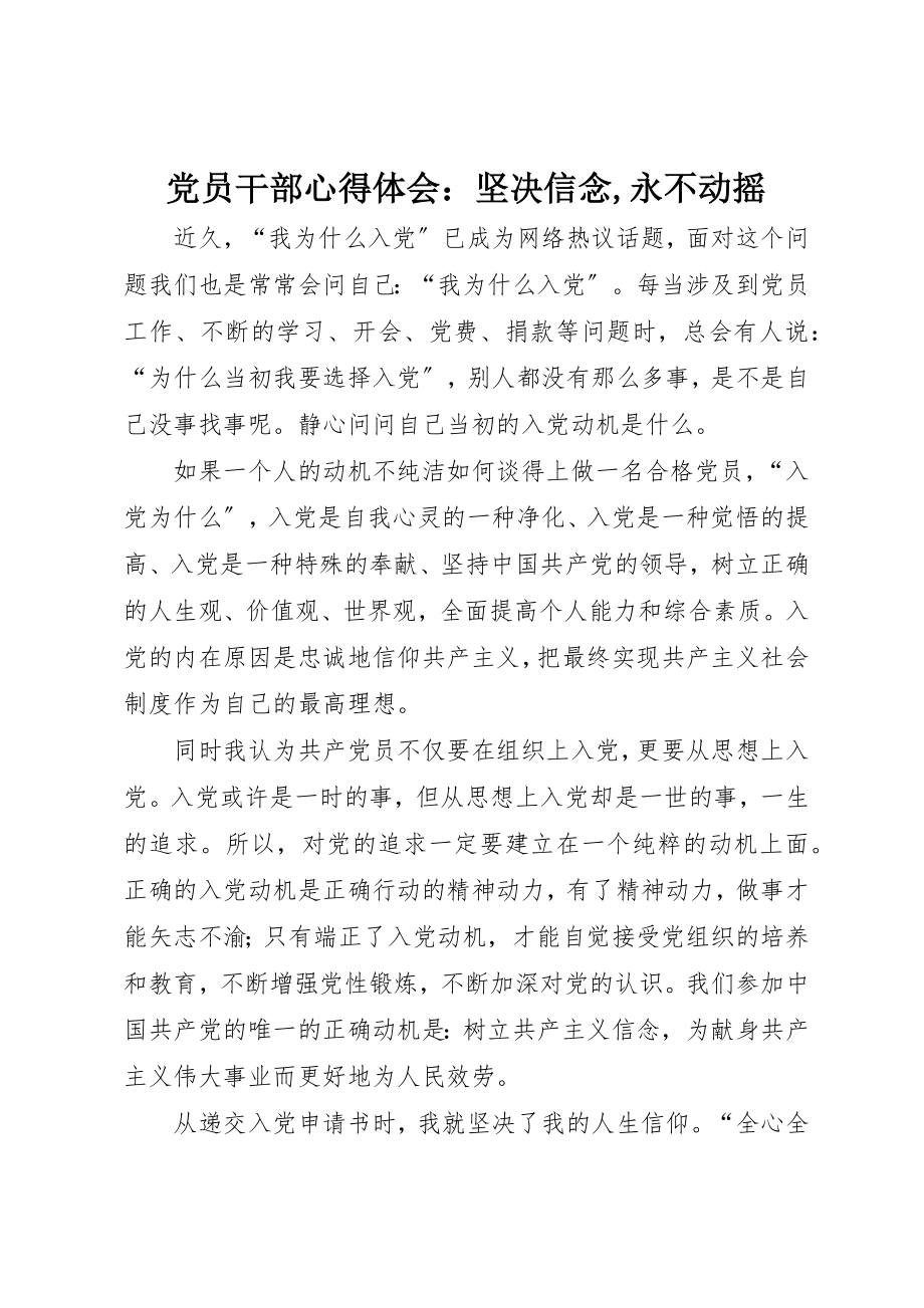 2023年党员干部心得体会坚定信念永不动摇2.docx_第1页