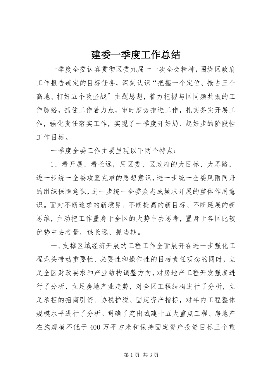 2023年建委一季度工作总结.docx_第1页