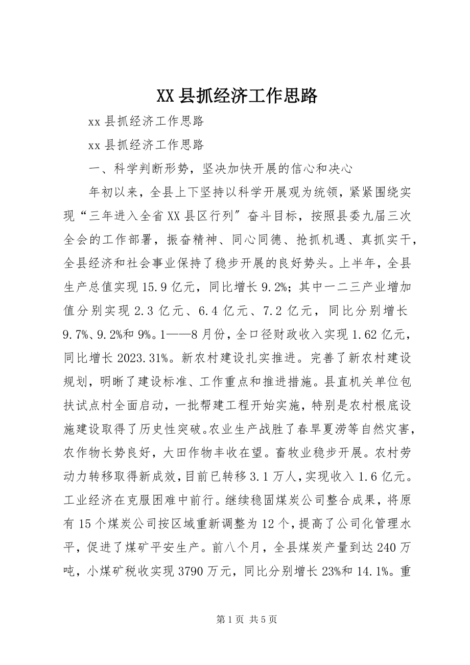 2023年XX县抓经济工作思路新编.docx_第1页