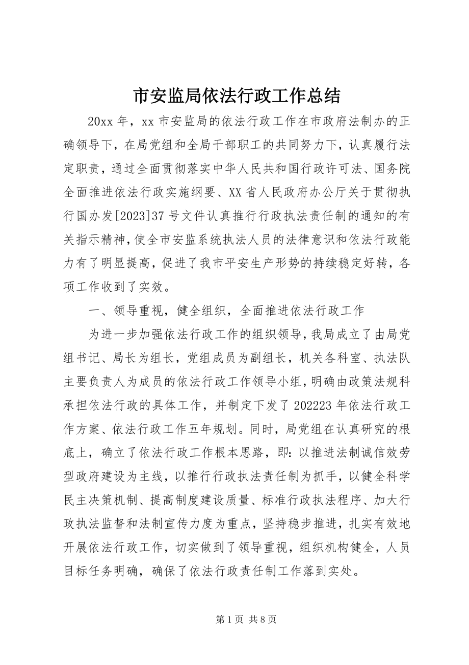 2023年市安监局依法行政工作总结.docx_第1页