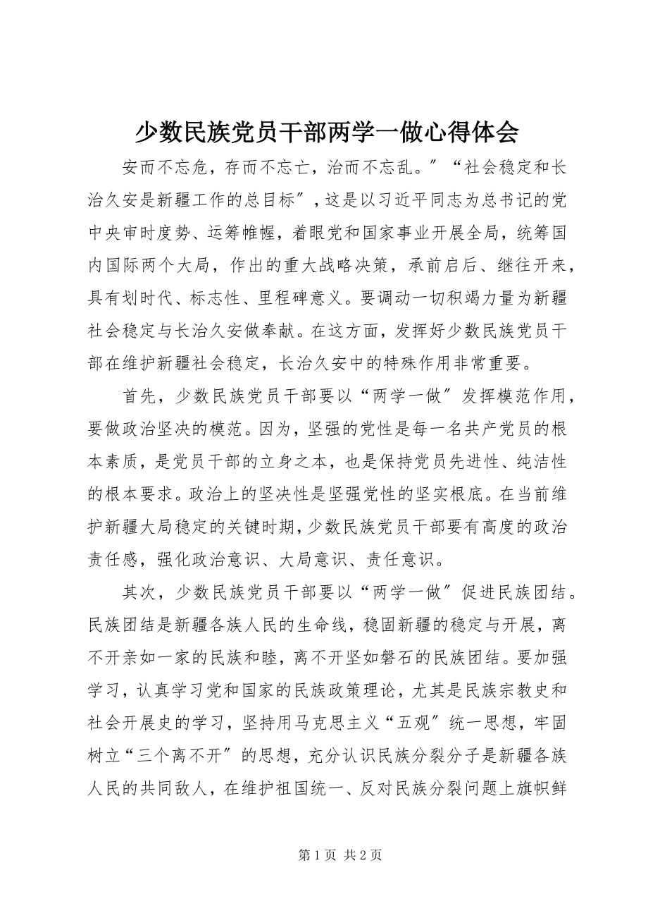 2023年少数民族党员干部两学一做心得体会.docx_第1页