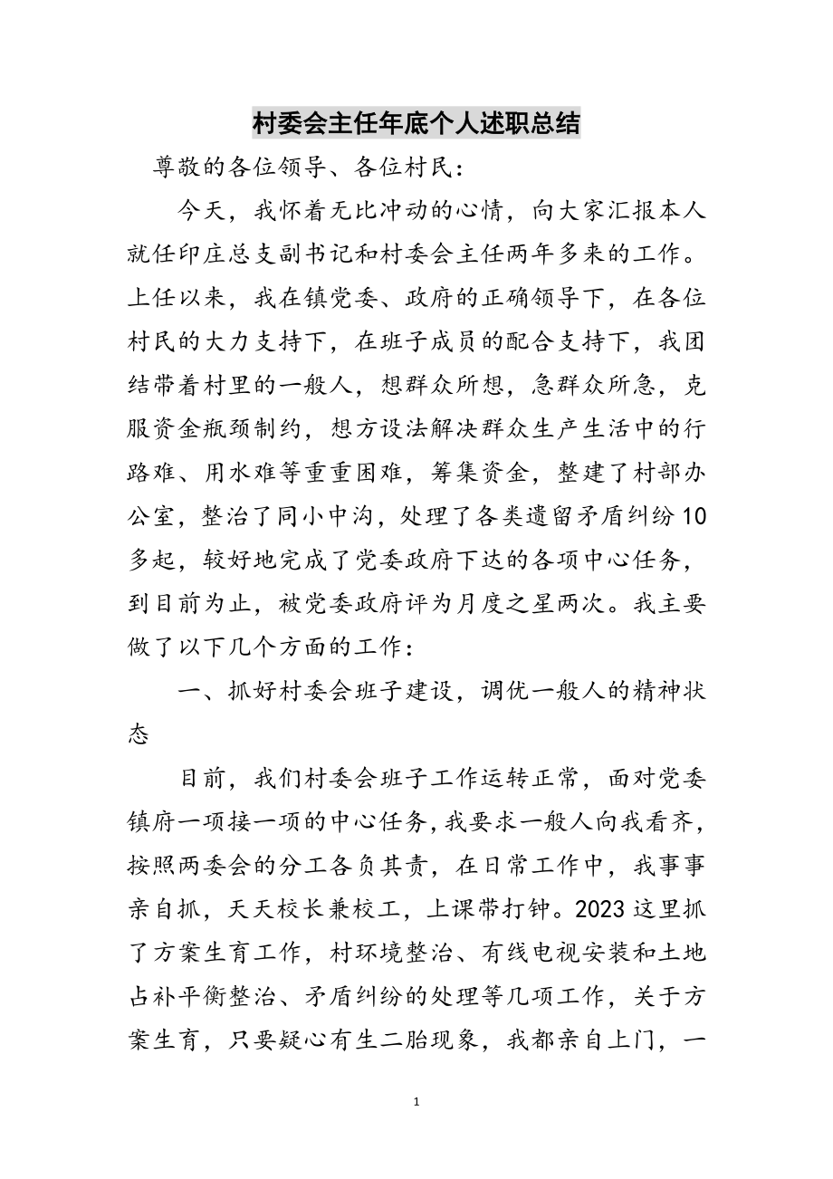 2023年村委会主任年底个人述职总结范文.doc_第1页