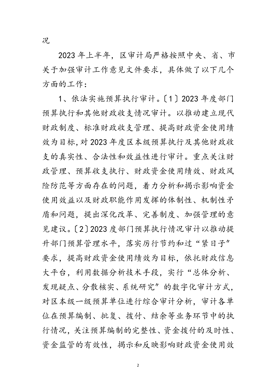 2023年审计局年上半年工作总结范文.doc_第2页