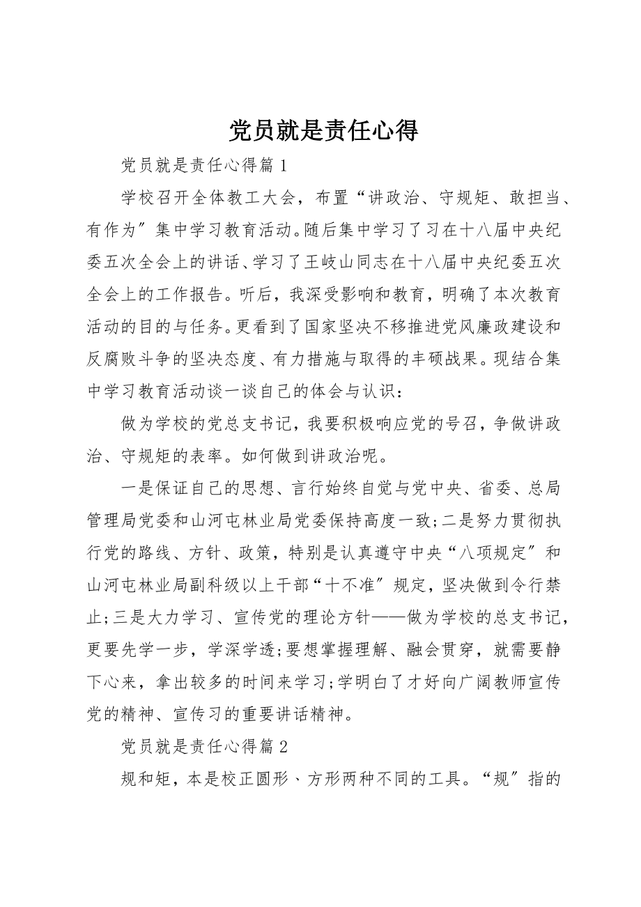 2023年党员就是责任心得精选.docx_第1页