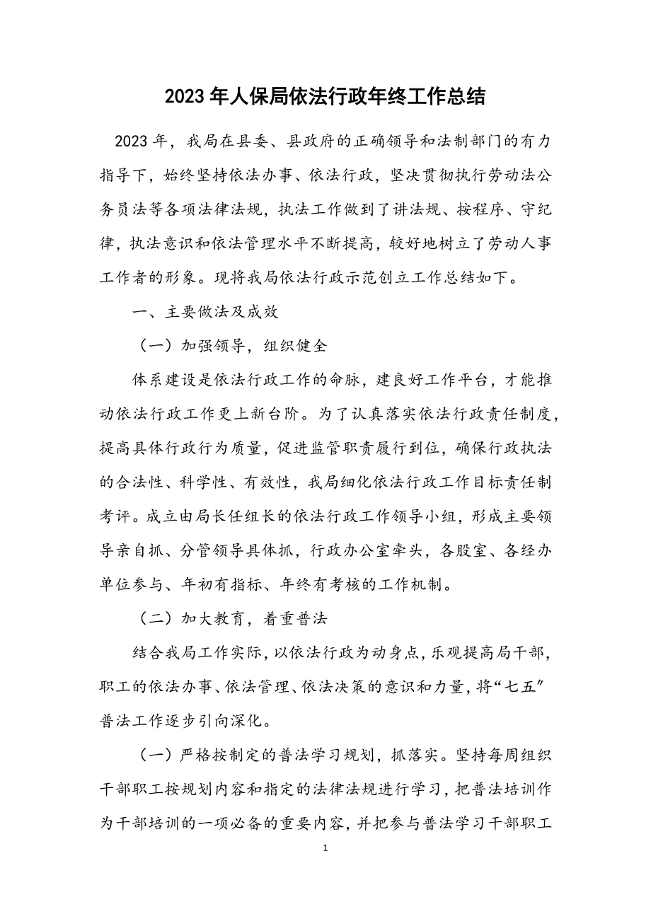 2023年人保局依法行政年终工作总结.docx_第1页