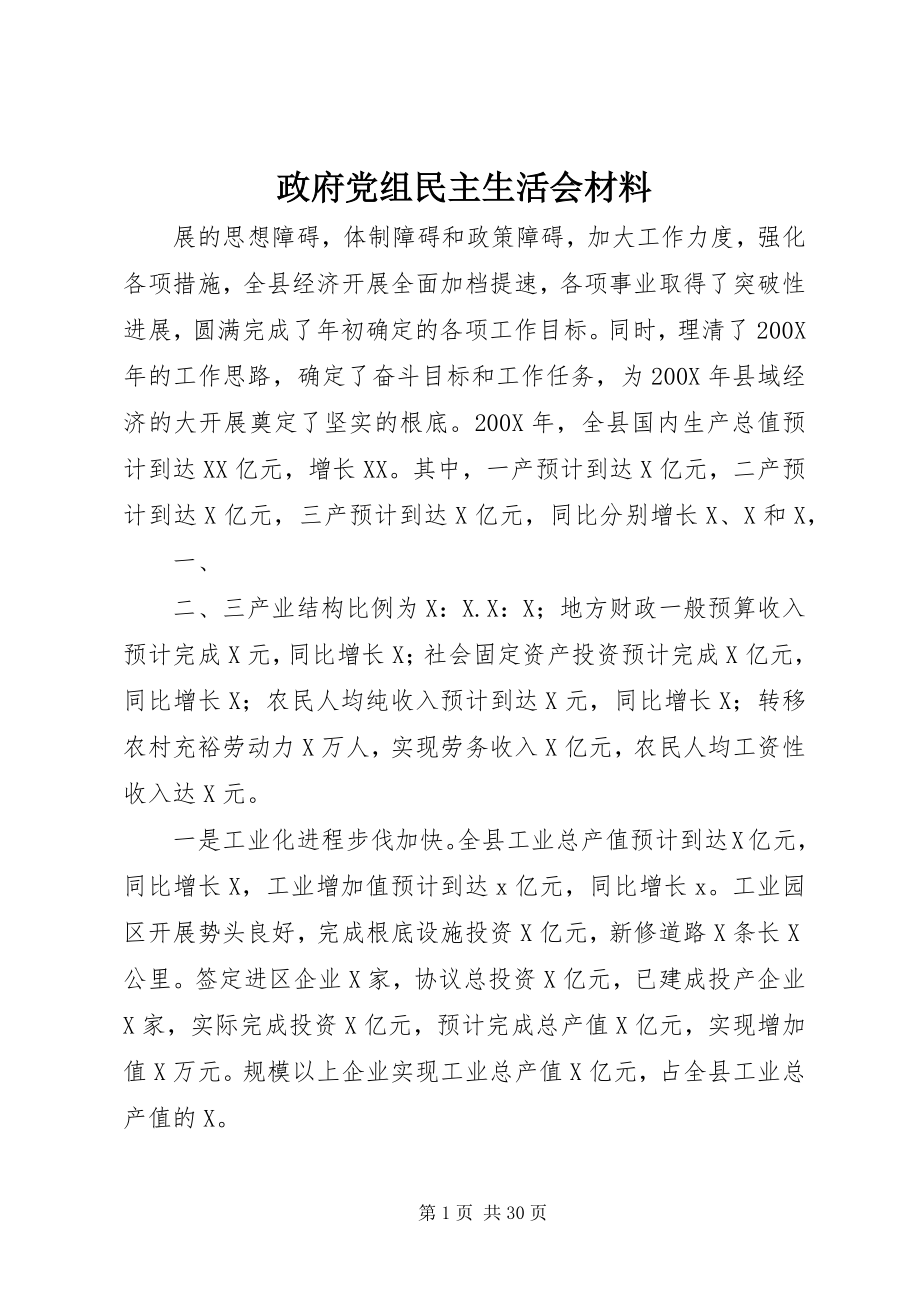 2023年政府党组民主生活会材料.docx_第1页