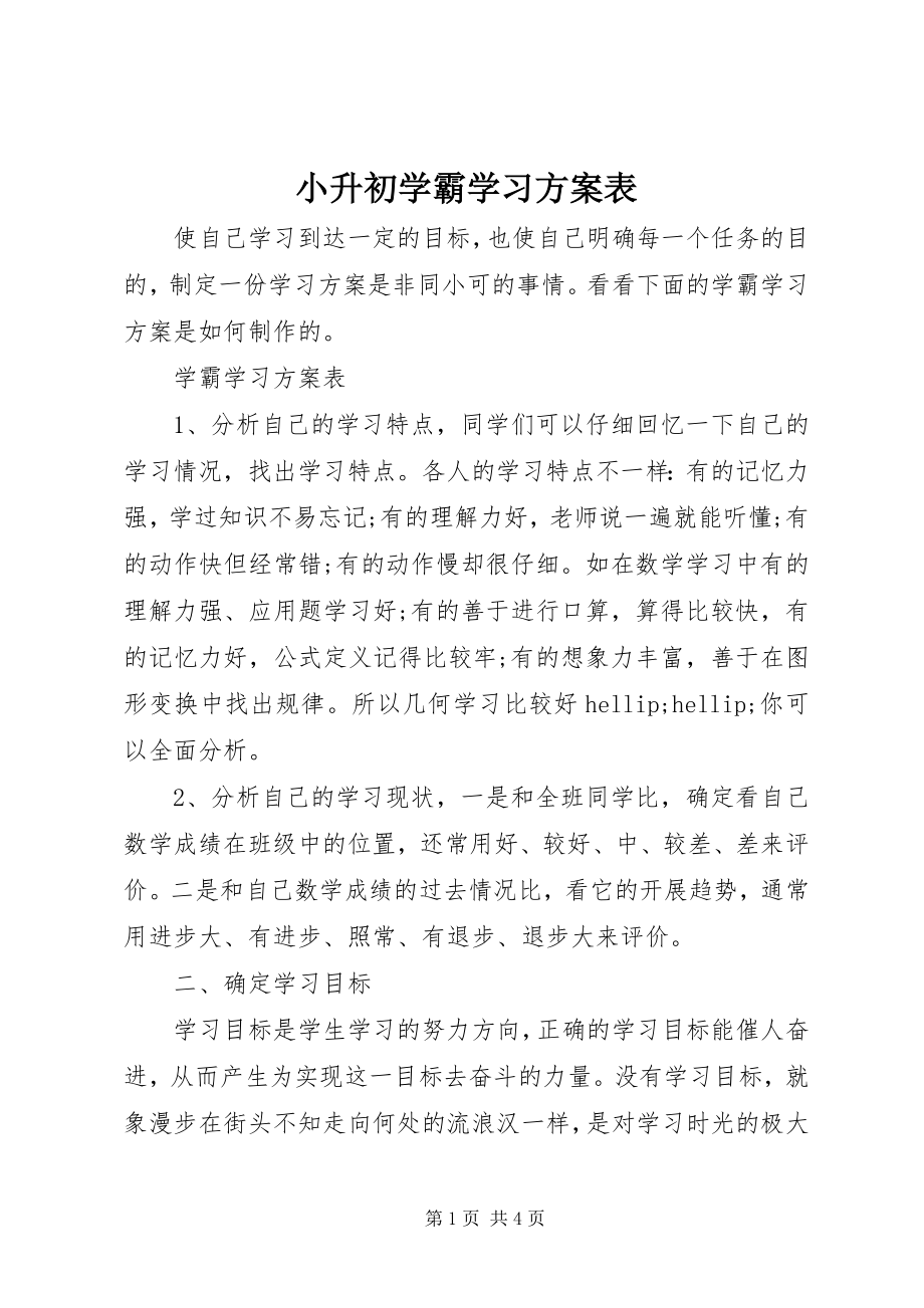 2023年小升初学霸学习计划表.docx_第1页