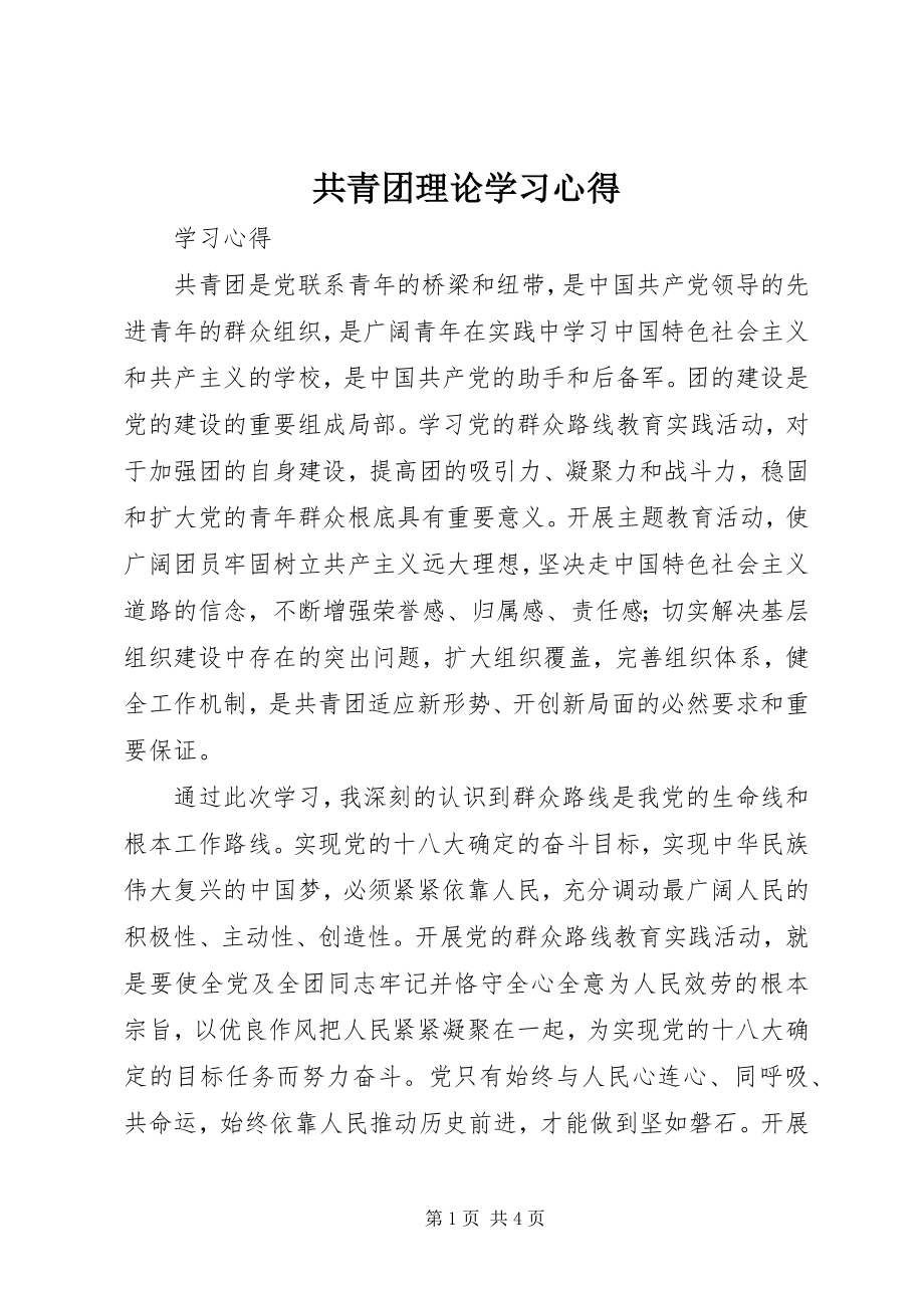 2023年共青团理论学习心得.docx_第1页