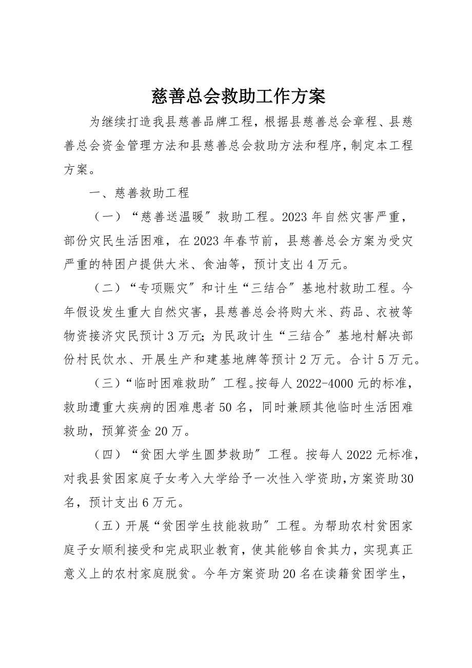 2023年慈善总会救助工作计划新编.docx_第1页