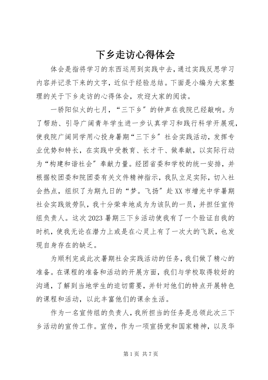 2023年下乡走访心得体会.docx_第1页