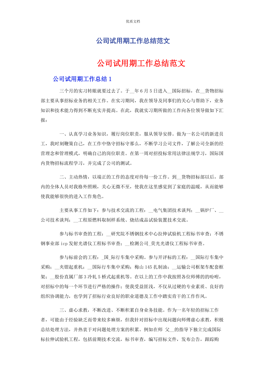 2023年公司试用期工作总结.docx_第1页