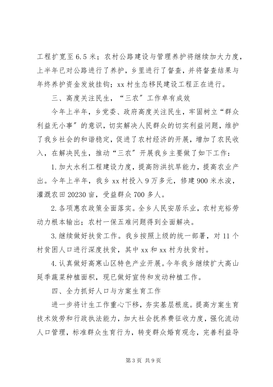 2023年上半年乡工作总结及下半年工作计划.docx_第3页