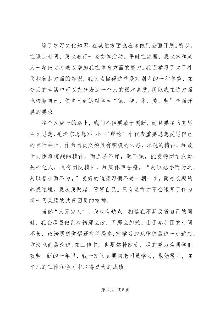 2023年团支部个人自我评价剖析材料.docx_第2页