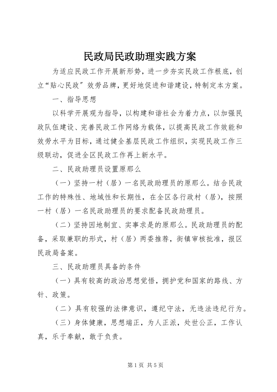 2023年民政局民政助理实践方案.docx_第1页