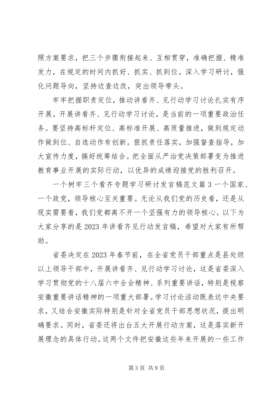 2023年一个树牢三个看齐专题学习研讨讲话稿.docx_第3页