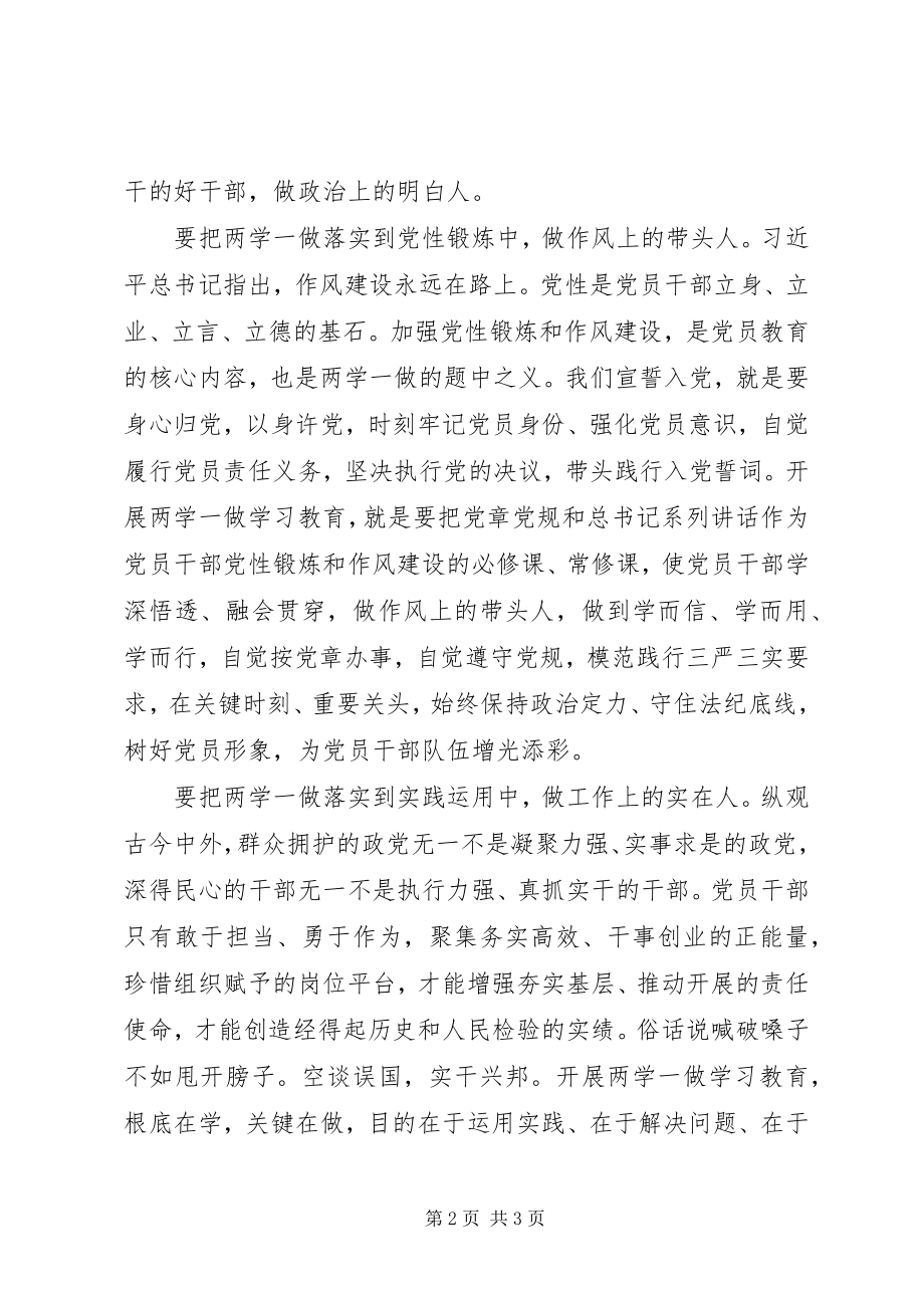 2023年两学一做心得体会践行“两学一做”争做先锋表率.docx_第2页