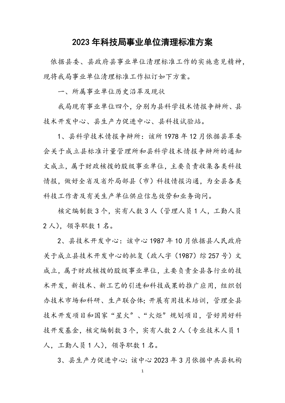 2023年科技局事业单位清理规范方案.docx_第1页