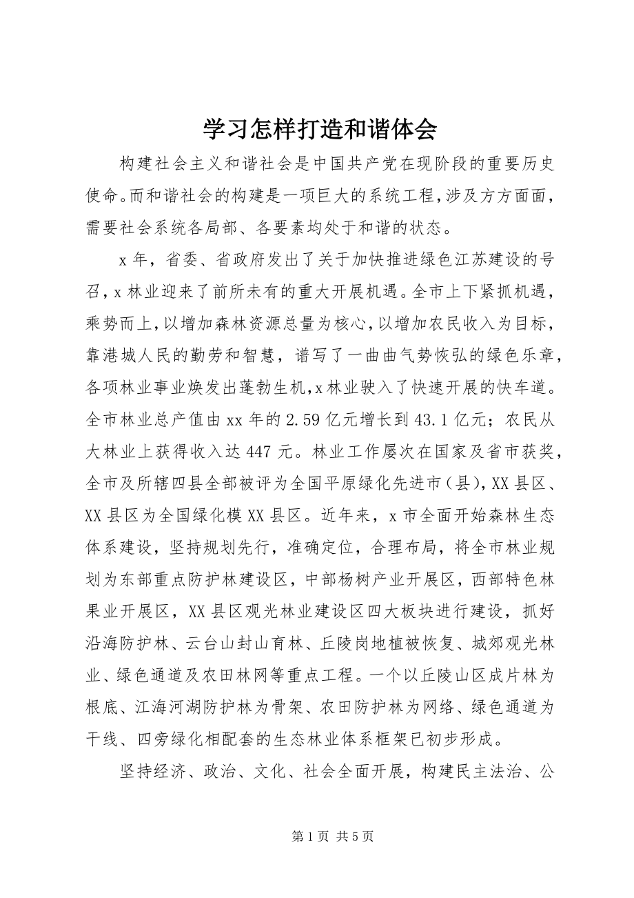 2023年学习怎样打造和谐体会.docx_第1页