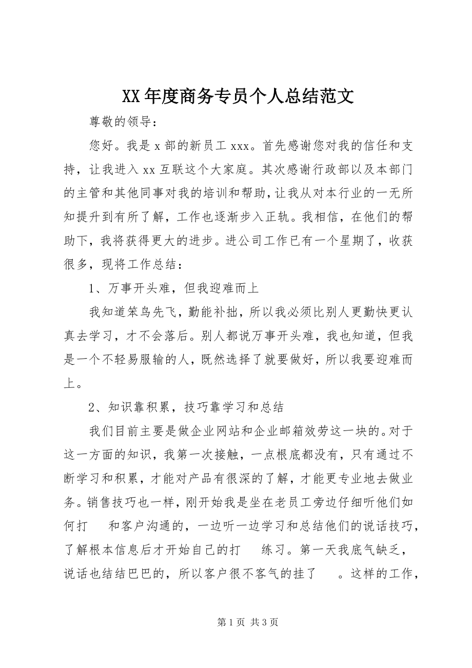 2023年商务专员个人总结.docx_第1页