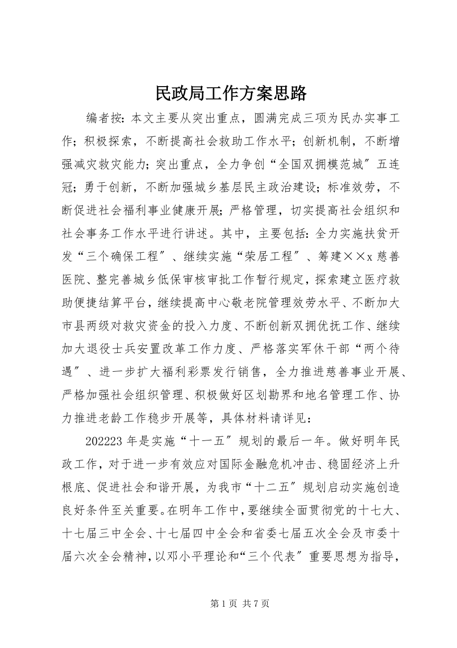 2023年民政局工作计划思路.docx_第1页